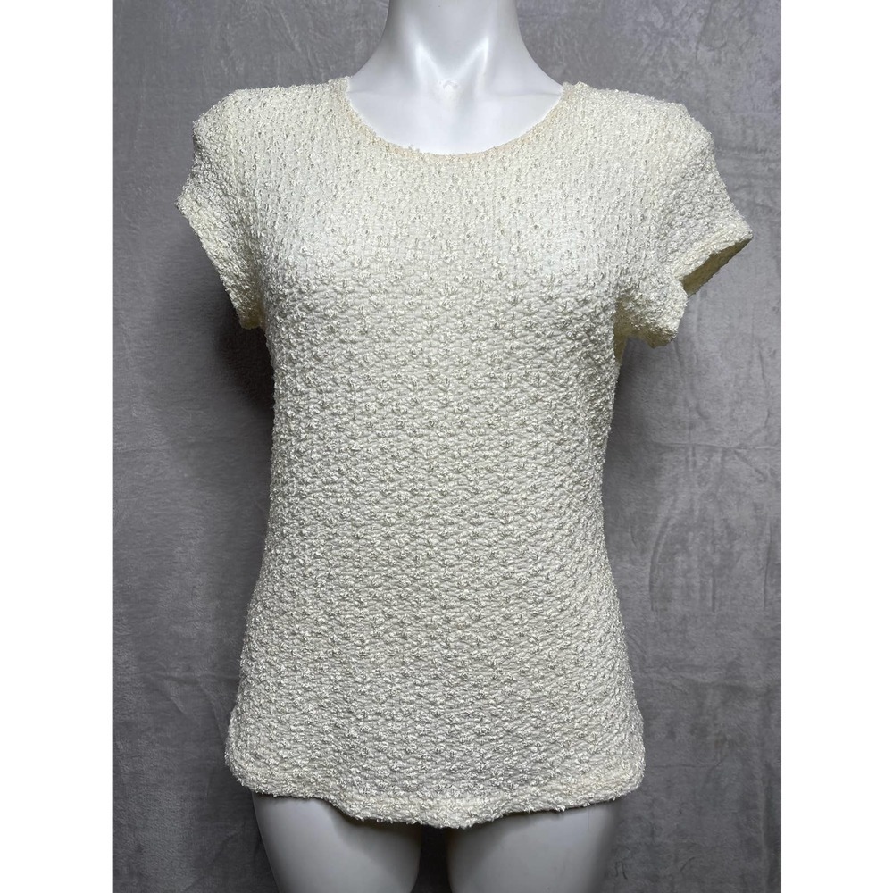 𝅺NOTATIONS cream sequins look blouse Sz L